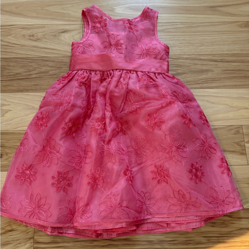Sweet Heart Rose Pink Floral Embroidered Dress